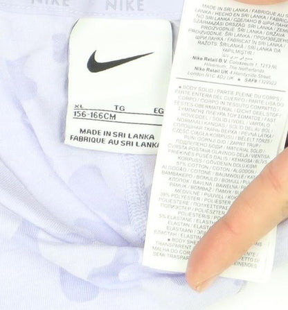 Nike Womens White Animal Print Cropped T-Shirt XL Relaxed Fit