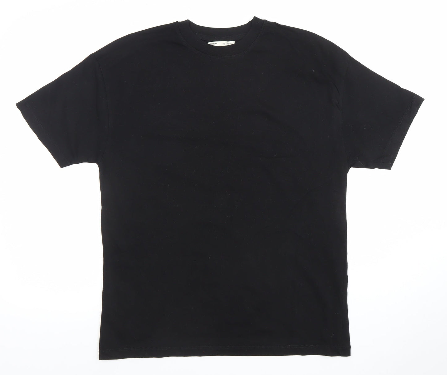 Pull & Bear Men's Black Cotton Crew Neck Short Sleeve T-Shirt Size S
