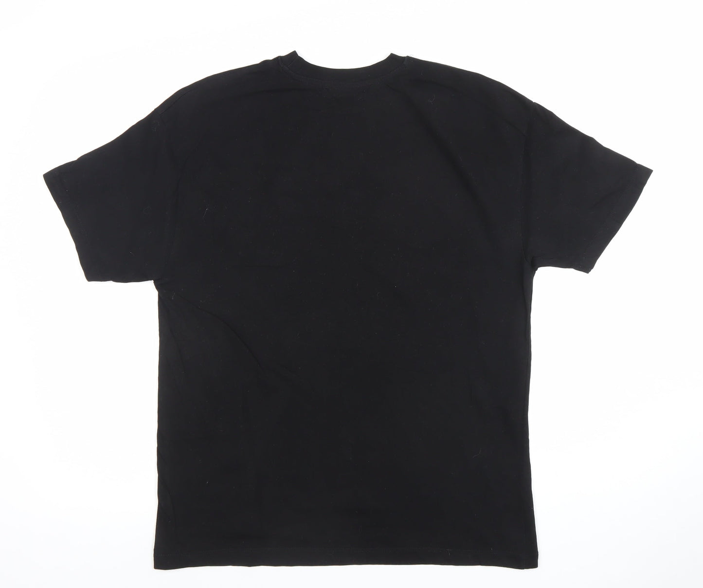 Pull & Bear Men's Black Cotton Crew Neck Short Sleeve T-Shirt Size S