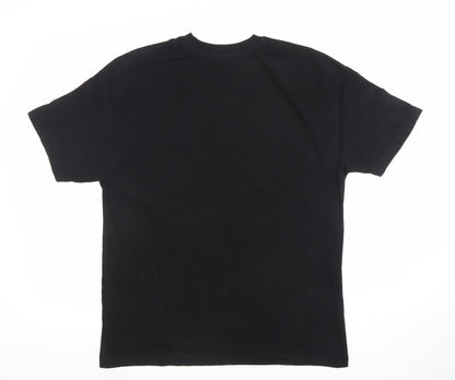 Pull & Bear Men's Black Cotton Crew Neck Short Sleeve T-Shirt Size S