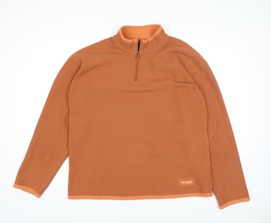 Mens UK Size XL Life is Good Brown 1/4 Zip Sweatshirt