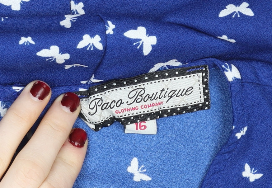 Womens UK Size 16 Paco Boutique Blue Basic Blouse