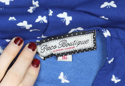 Womens UK Size 16 Paco Boutique Blue Basic Blouse