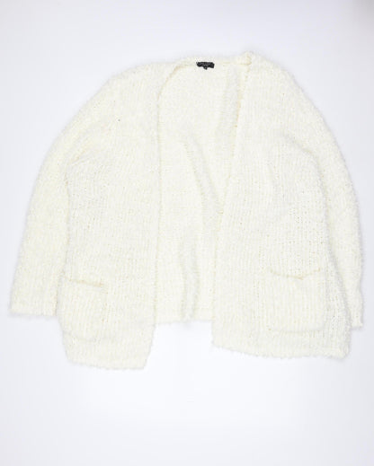 New Look Inspire Women Ivory Knit Plus Size 26 Open Front Coatigan