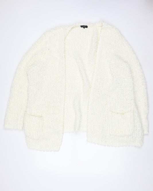 New Look Inspire Women Ivory Knit Plus Size 26 Open Front Coatigan
