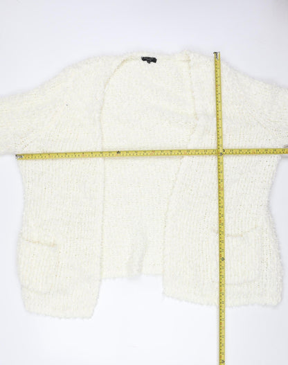 New Look Inspire Women Ivory Knit Plus Size 26 Open Front Coatigan