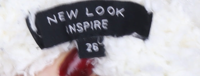 New Look Inspire Women Ivory Knit Plus Size 26 Open Front Coatigan