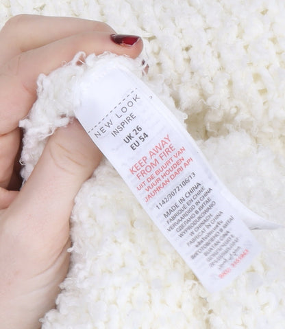 New Look Inspire Women Ivory Knit Plus Size 26 Open Front Coatigan