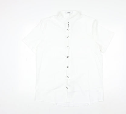Womens UK Size M HYEYI White Basic Button-Up