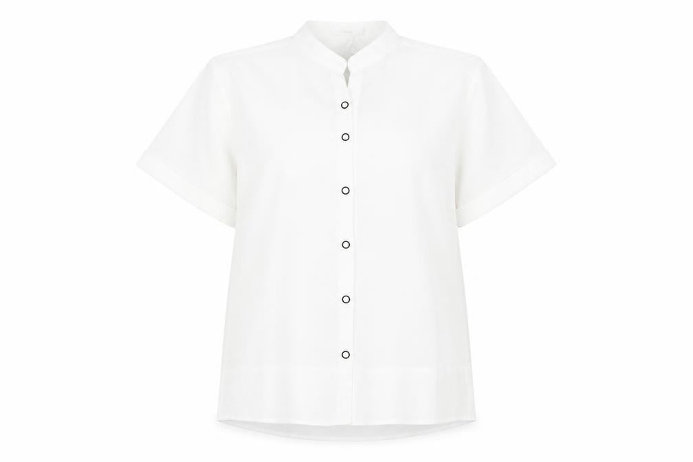 Womens UK Size M HYEYI White Basic Button-Up