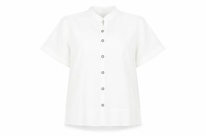 Womens UK Size M HYEYI White Basic Button-Up