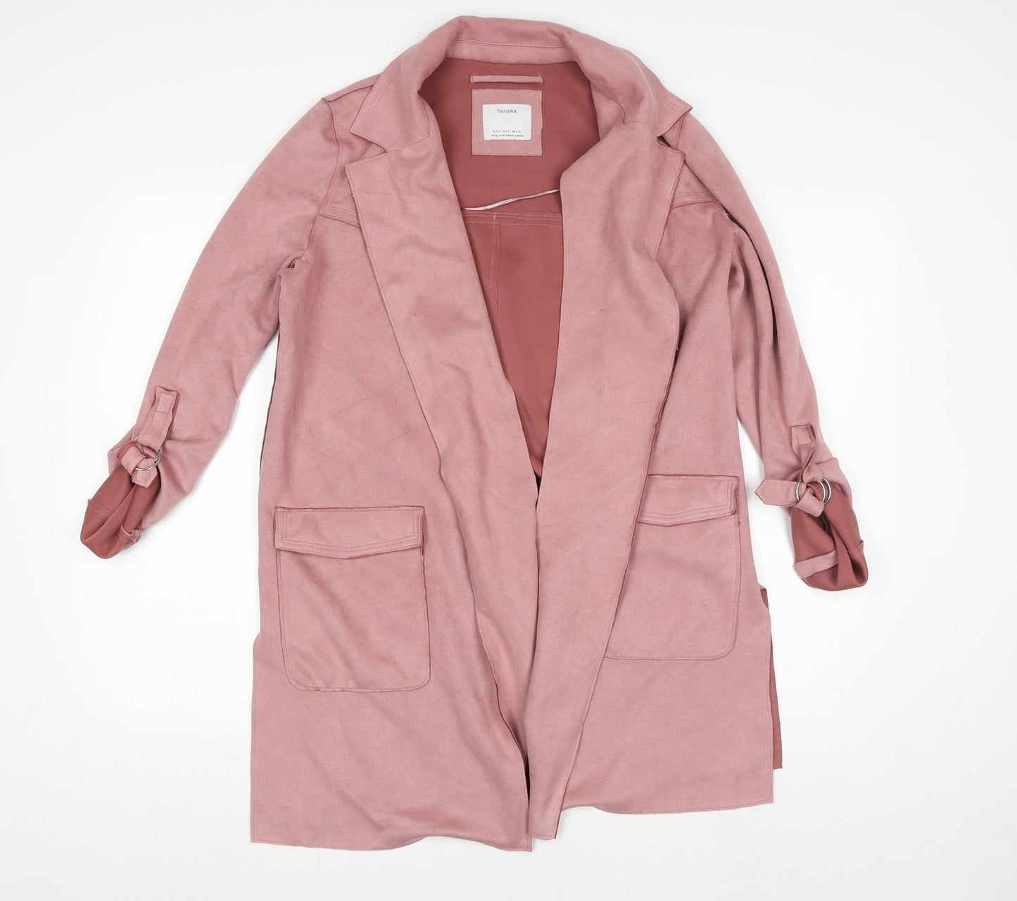 Womens UK Size S Bershka Pink Trench Coat