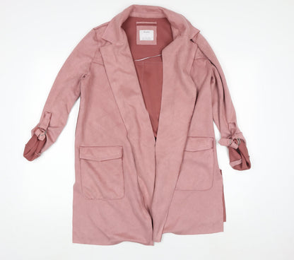 Womens UK Size S Bershka Pink Trench Coat