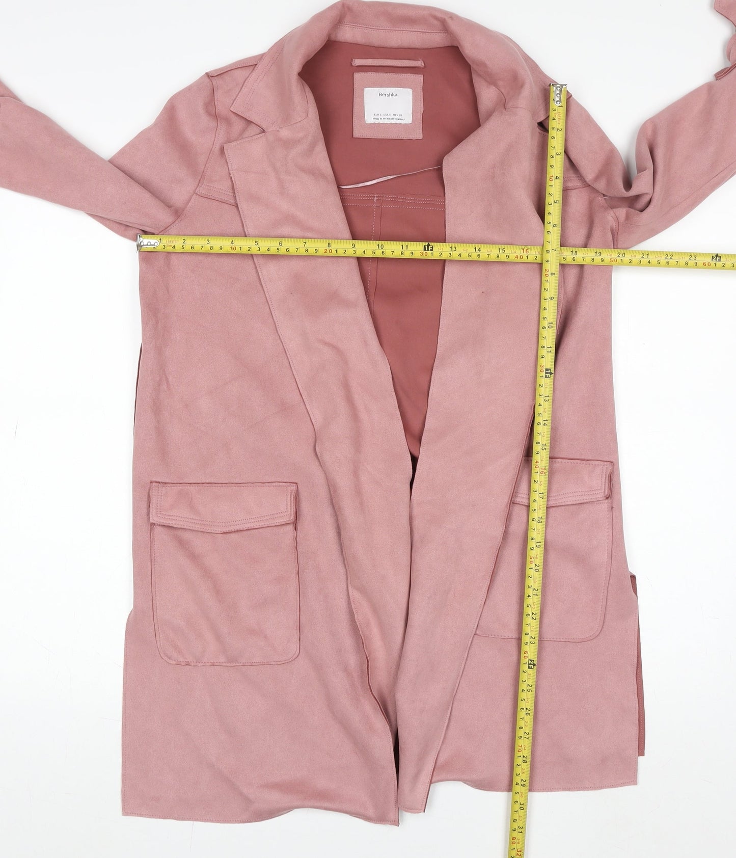 Womens UK Size S Bershka Pink Trench Coat