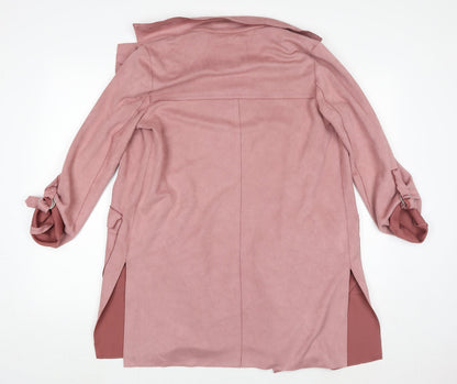Womens UK Size S Bershka Pink Trench Coat