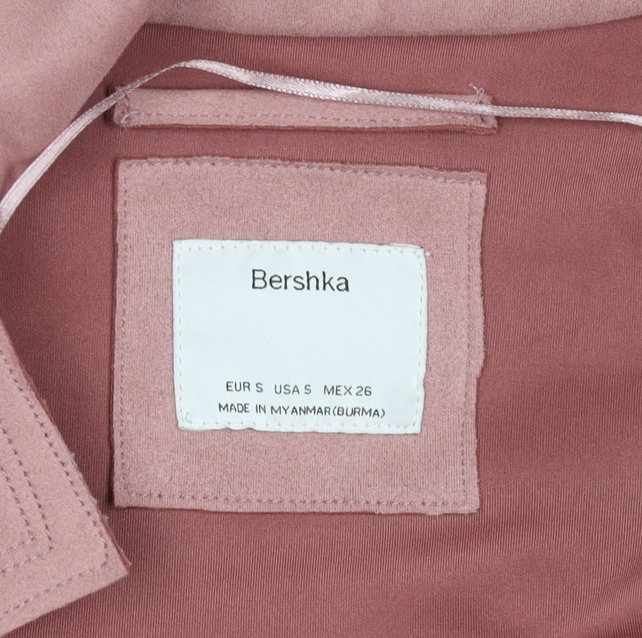 Womens UK Size S Bershka Pink Trench Coat