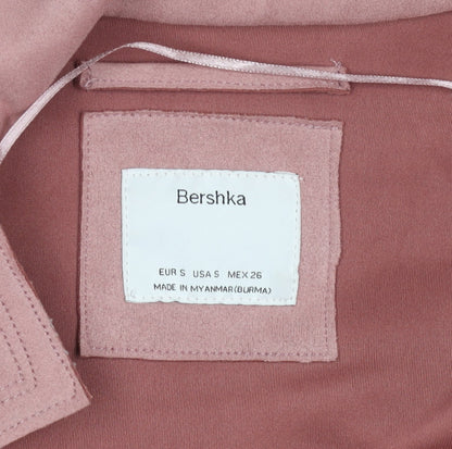 Womens UK Size S Bershka Pink Trench Coat