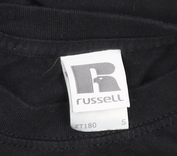 Mens UK Size S Russell Black  T-Shirt