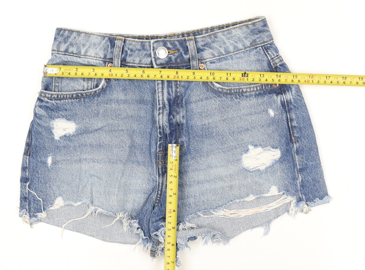 Primark Women’s Blue Denim High Rise Cut-Off Shorts Size 6