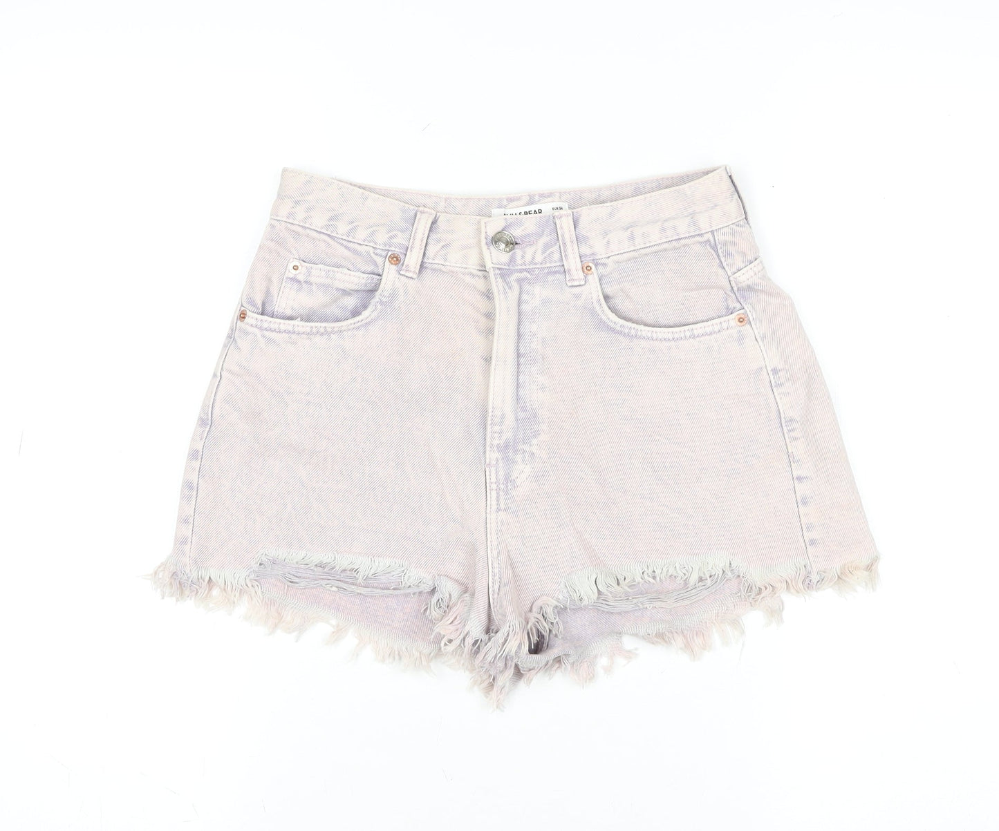 Pull & Bear Women Purple Size 6 High Rise Cut-Off Denim Shorts