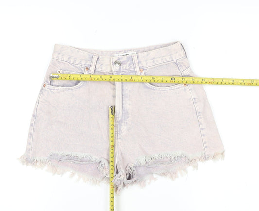 Pull & Bear Women Purple Size 6 High Rise Cut-Off Denim Shorts