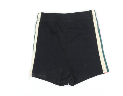 L.F.C. Unisex Baby Black Cotton Shorts 0-3 Months Elastic Waist