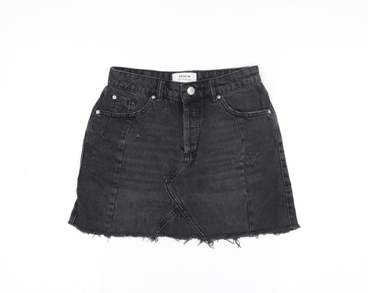 Miss Selfridge Women’s Black Denim Mini Skirt Size 8 High Waist