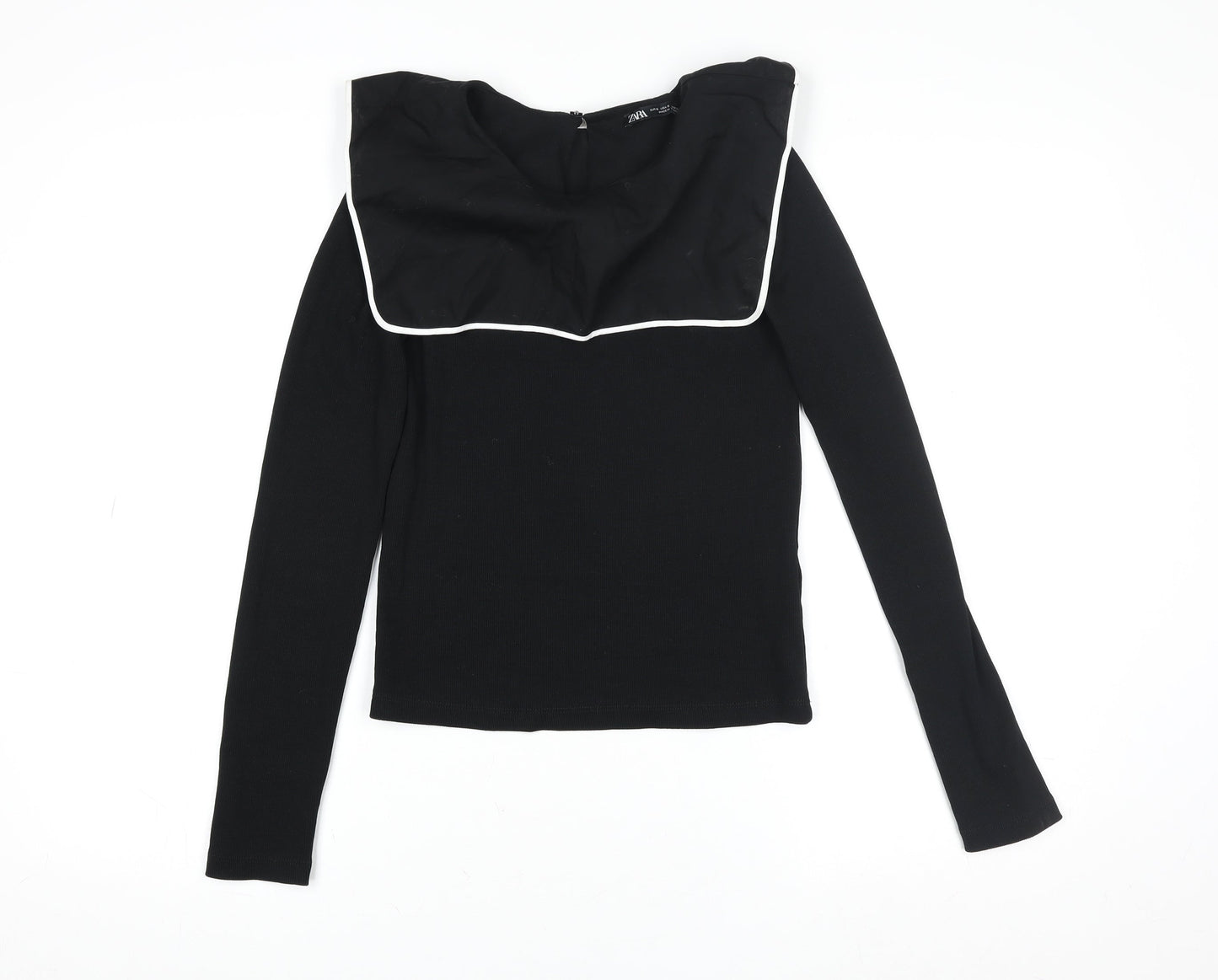 Womens UK Size S Zara Black Basic T-Shirt