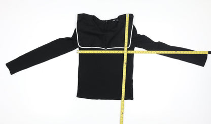 Womens UK Size S Zara Black Basic T-Shirt