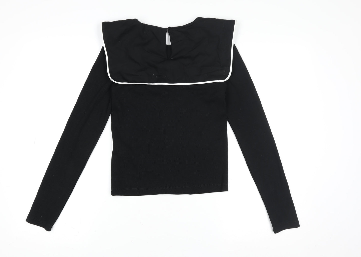 Womens UK Size S Zara Black Basic T-Shirt