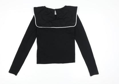 Womens UK Size S Zara Black Basic T-Shirt