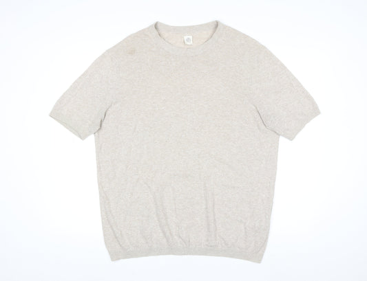 Womens UK Size 2XL MB Beige Basic T-Shirt