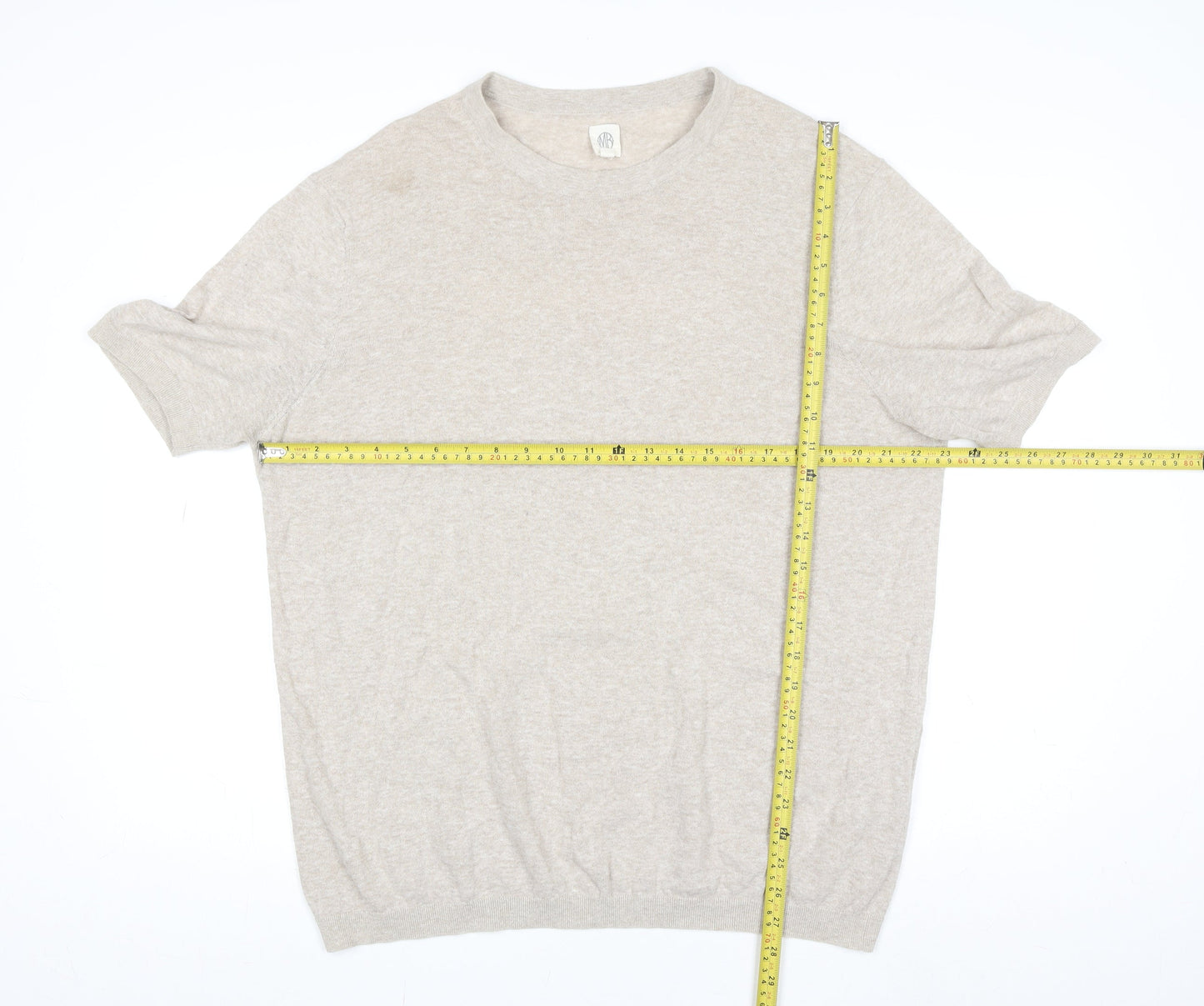 Womens UK Size 2XL MB Beige Basic T-Shirt