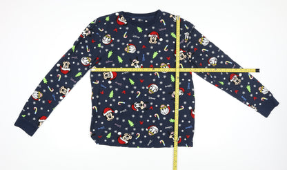 Primark Women Blue Disney Christmas Fleece Pyjama Top M