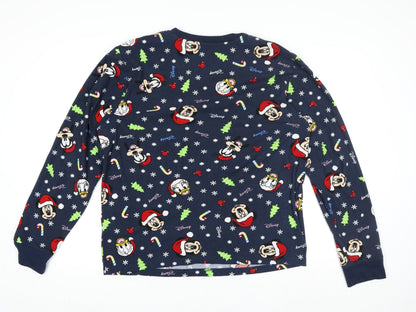 Primark Women Blue Disney Christmas Fleece Pyjama Top M