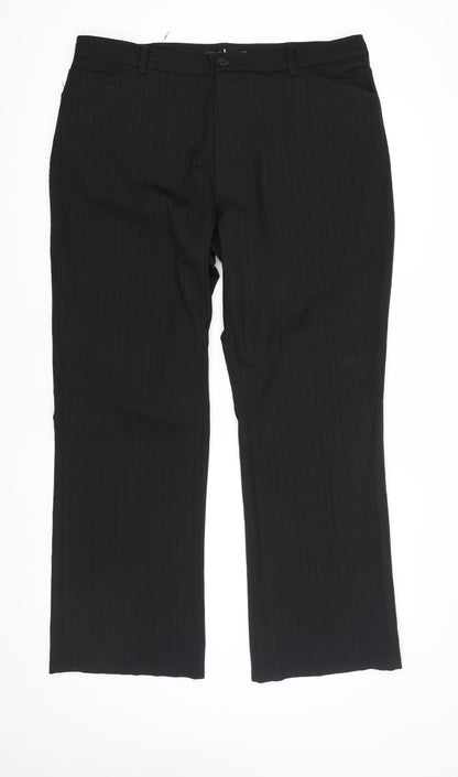 Next Men's Black Bootcut Wool Blend Formal Trousers 36S