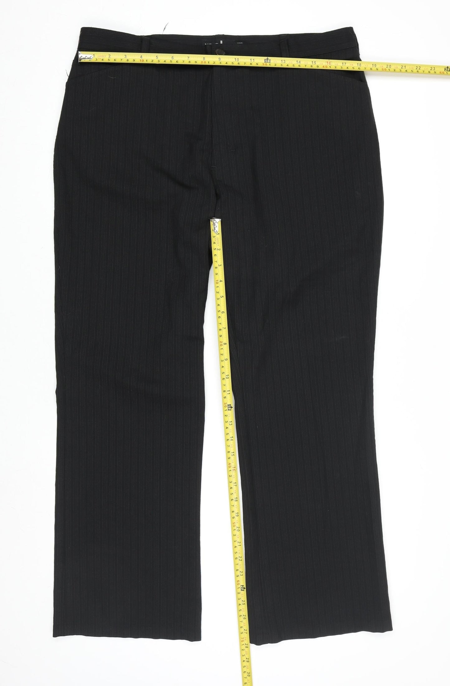 Next Men's Black Bootcut Wool Blend Formal Trousers 36S