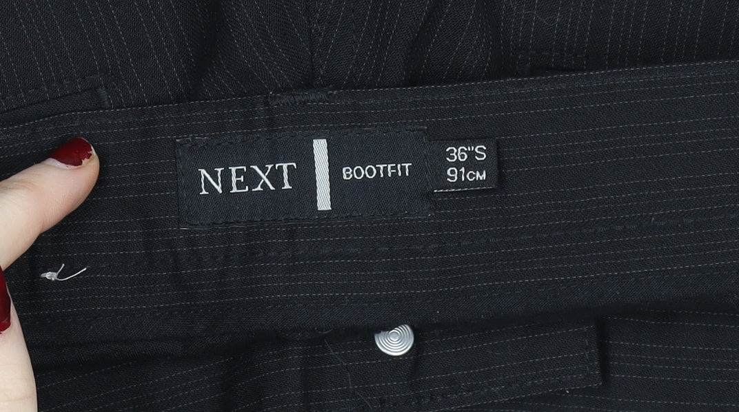 Next Men's Black Bootcut Wool Blend Formal Trousers 36S