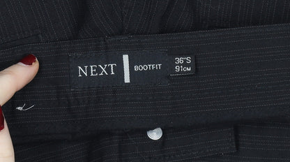 Next Men's Black Bootcut Wool Blend Formal Trousers 36S