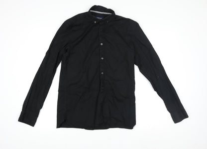 Springfield Men's Black Slim Fit Button-Down Long Sleeve Shirt M