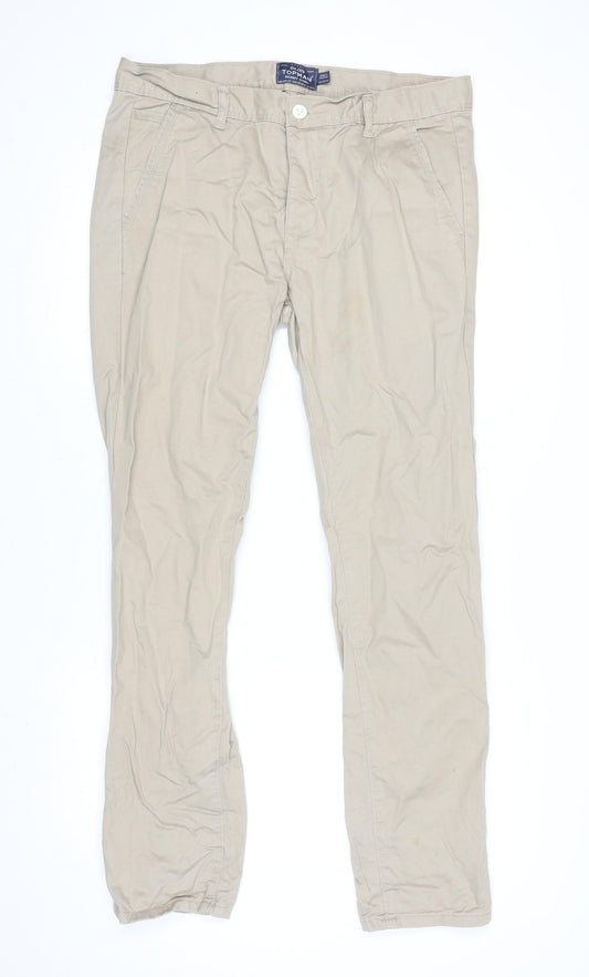 Topman Men's Beige Skinny Chino Trousers W34 L32 Cotton Casual
