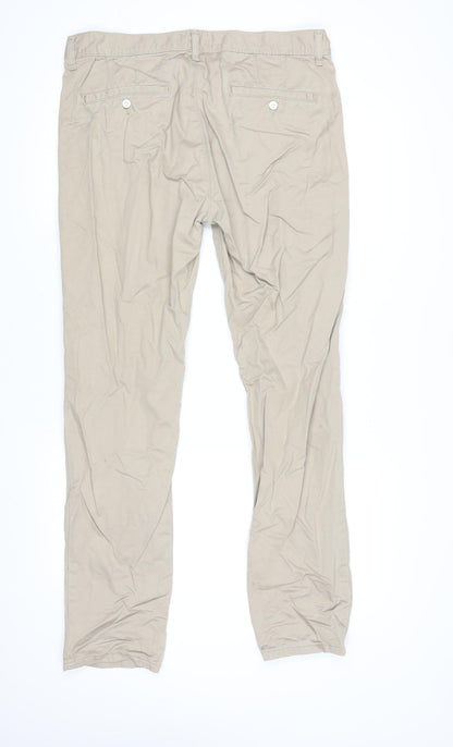 Topman Men's Beige Skinny Chino Trousers W34 L32 Cotton Casual