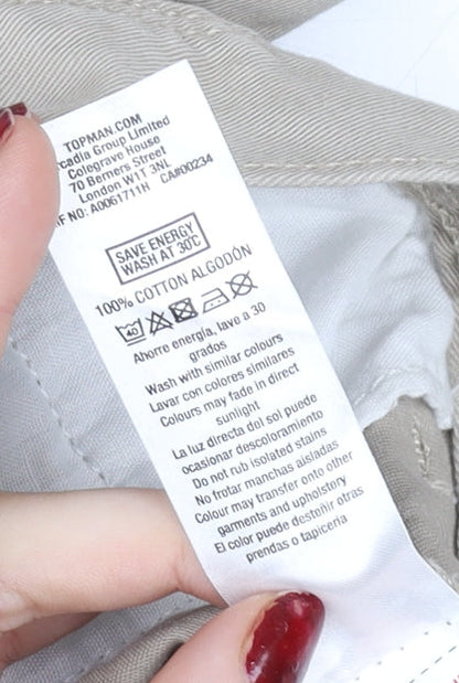 Topman Men's Beige Skinny Chino Trousers W34 L32 Cotton Casual