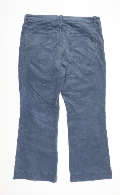 Marks and Spencer Blue Corduroy Straight Leg Trousers Size 16 Regular Fit