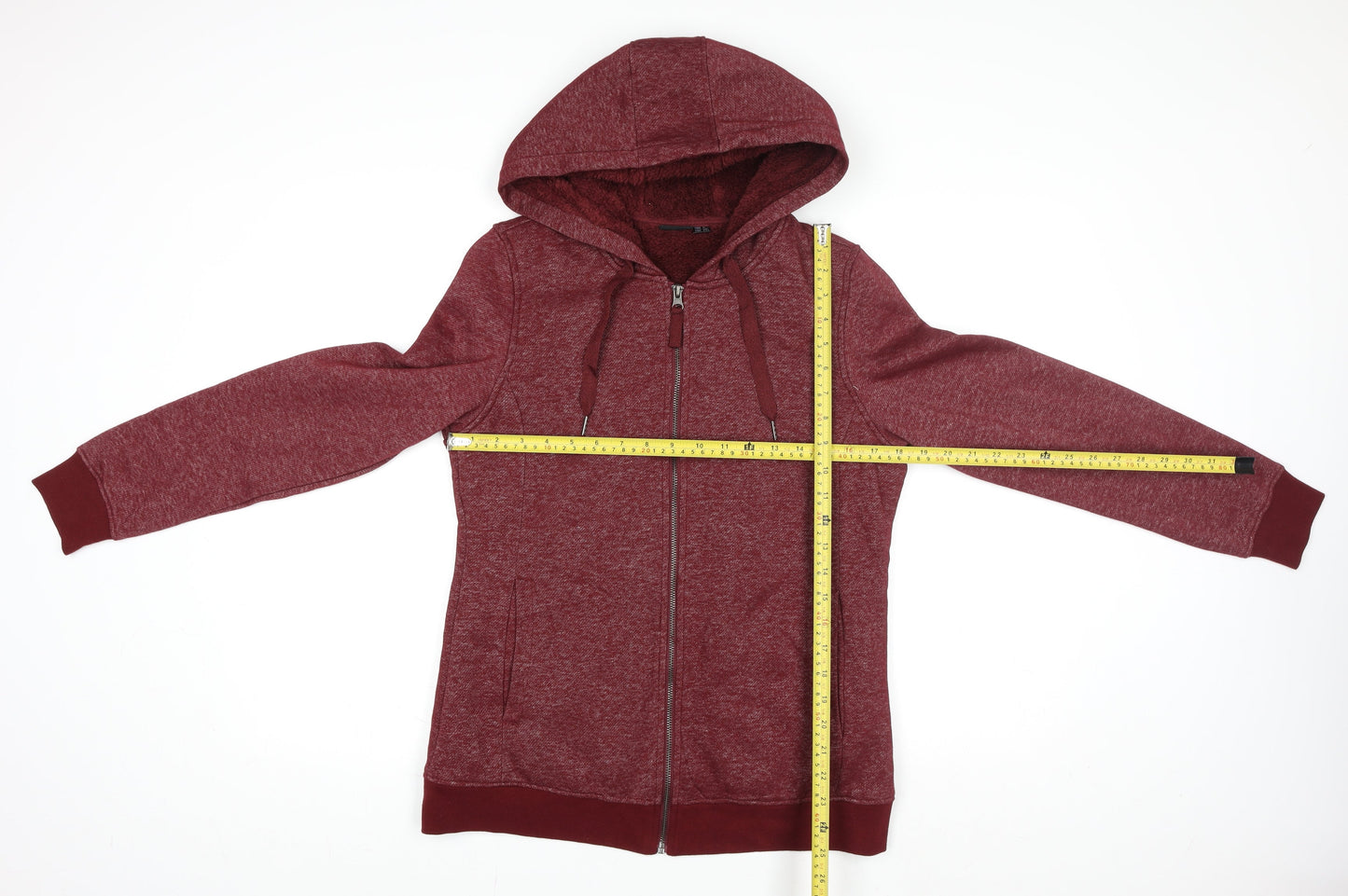 Esmara Women's Red Hooded Full Zip Fleece Lined Jacket Size 16