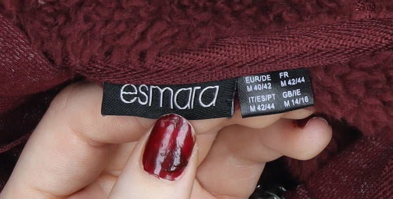 Esmara Women's Red Hooded Full Zip Fleece Lined Jacket Size 16