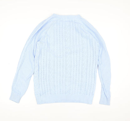 Cotton Traders Womens Soft Blue Cable Knit Cotton Jumper XS
