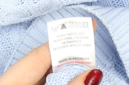 Cotton Traders Womens Soft Blue Cable Knit Cotton Jumper XS