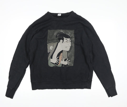 Mens UK Size M Uniqlo Black Pullover Sweatshirt
