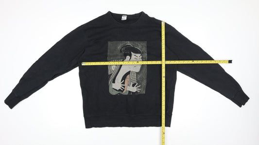 Mens UK Size M Uniqlo Black Pullover Sweatshirt